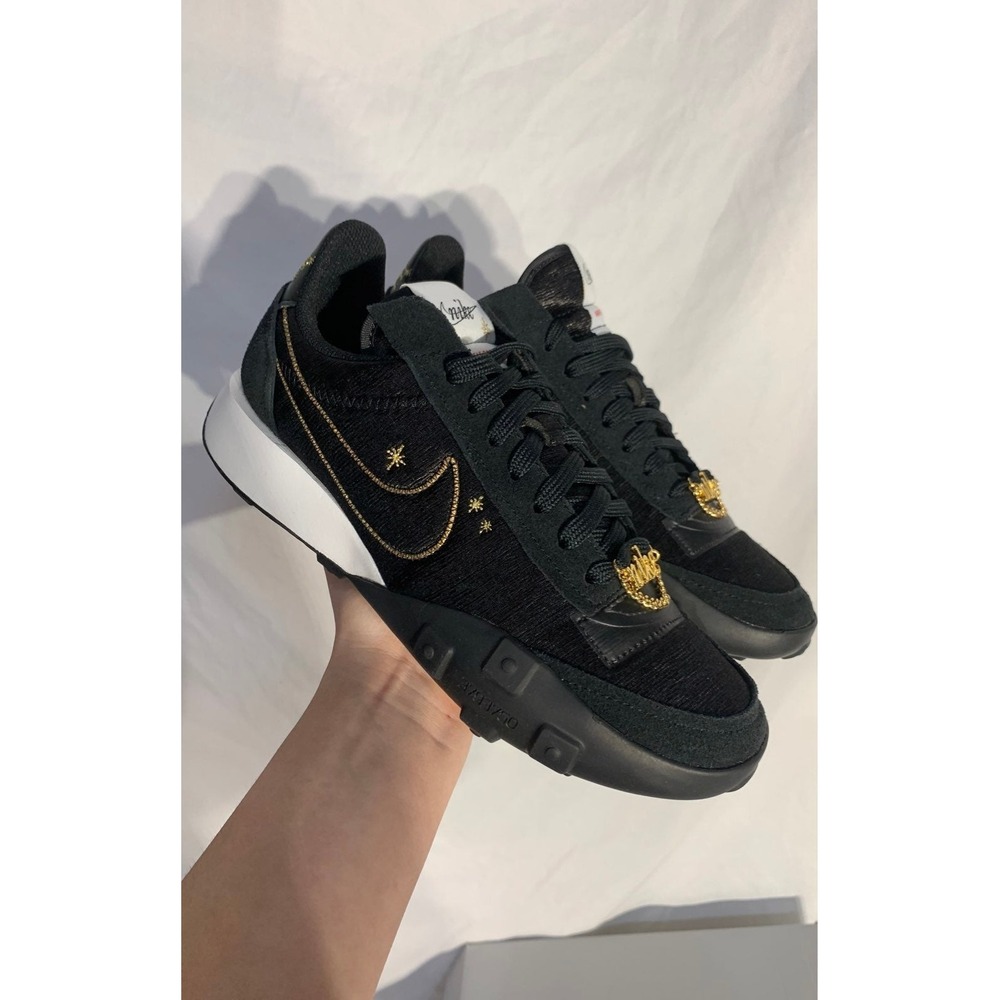 Nike Waffle Racer 2X Black Metallic Gold‎ Astrology Pack Womans 5.5